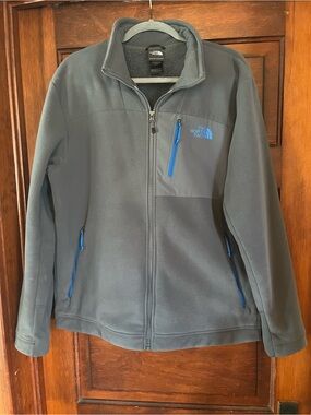 Men’s The North Face Dark Gray Fleece Jacket with Blue Zippers